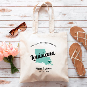Any Colour Louisiana Map Wedding Welcome Bag, Tote Bag
