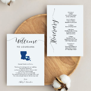Any Colour Louisiana Wedding Welcome Note Itinerar