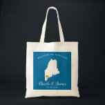 Any Colour Maine Wedding Welcome Bag Tote<br><div class="desc">Fill this delightful bag with your favourite treats to welcome your guests to Maine.  Position the gold heart anywhere on the map.  Change the background colour to match your event.</div>