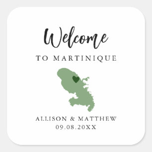 Any Colour Martinique Wedding Welcome Bag or Box Square Sticker