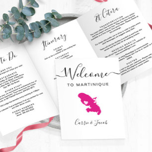 Any Colour Martinique Wedding Welcome Itinerary Tri-Fold Programme
