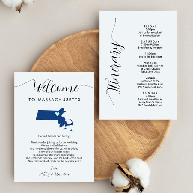 Any Colour Massachusetts Wedding Welcome Itinerary (Creator Uploaded)