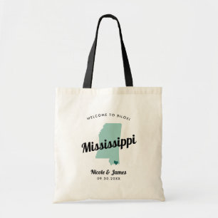 Any Colour Mississippi Map Wedding Welcome Bag, Tote Bag