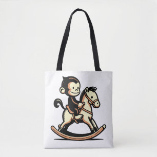 Any Colour Monkey On Rocking Horse Tote Bag
