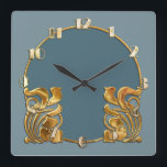 Any Colour Monotone Art Deco Gold Design Square Wall Clock<br><div class="desc">Any Colour Montone Art Deco Gold Design
Designed by Umua. Printed and shipped by Zazzle or its partners.</div>