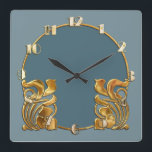 Any Colour Monotone Art Deco Gold Design Square Wall Clock<br><div class="desc">Any Colour Montone Art Deco Gold Design
Designed by Umua. Printed and shipped by Zazzle or its partners.</div>