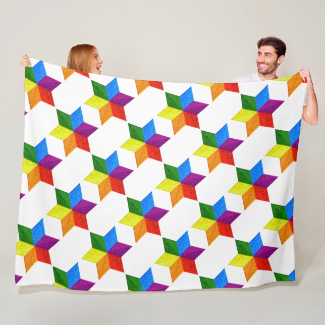 Any Colour Multi Coloured Star of David Pattern Fleece Blanket (In Situ)
