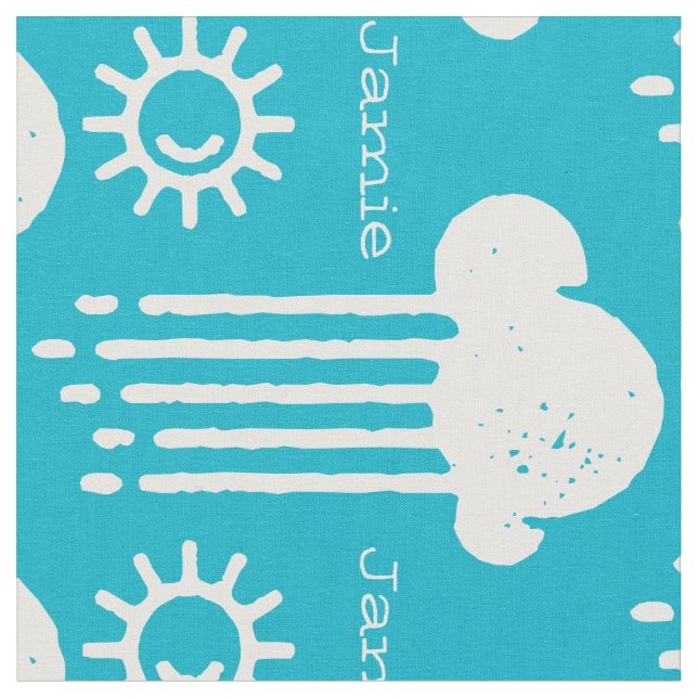 Any Colour My Sunshine Rain Cloud Personalised Fabric (Close Up)