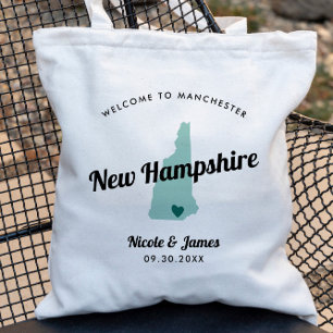 Any Colour New Hampshire Map Wedding Welcome Bag, Tote Bag