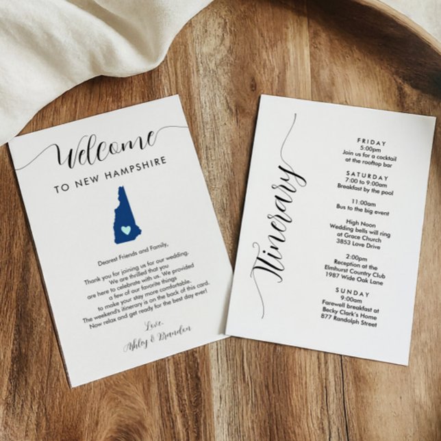 Any Colour New Hampshire Wedding Welcome Itinerary (Creator Uploaded)