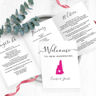 Any Colour New Hampshire Wedding Welcome Itinerary Tri-Fold Programme