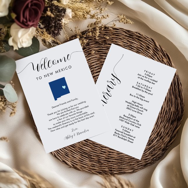 Any Colour New Mexico Wedding Welcome Itinerary (Creator Uploaded)