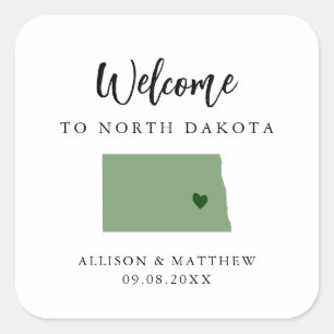 Any Colour North Dakota Wedding Welcome Bag  Square Sticker