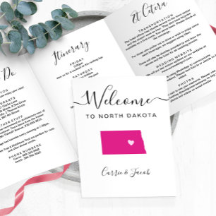 Any Colour North Dakota Wedding Welcome Itinerary Tri-Fold Programme