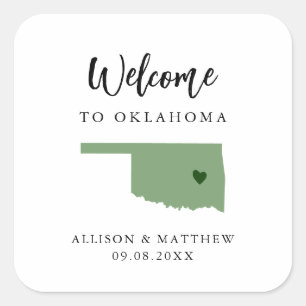 Any Colour Oklahoma Wedding Welcome Bag Square Sticker