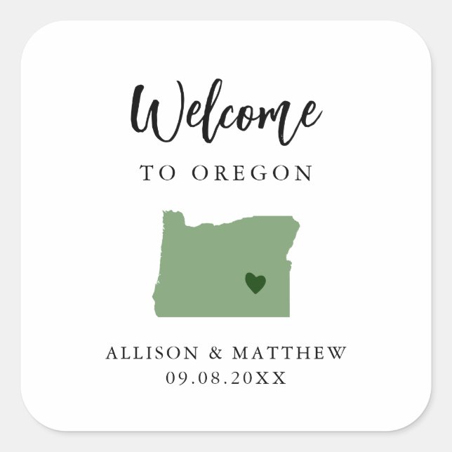 Any Colour Oregon Wedding Welcome Bag Square Sticker (Front)