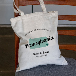 Any Colour Pennsylvania Map  Wedding Welcome Bag, Tote Bag