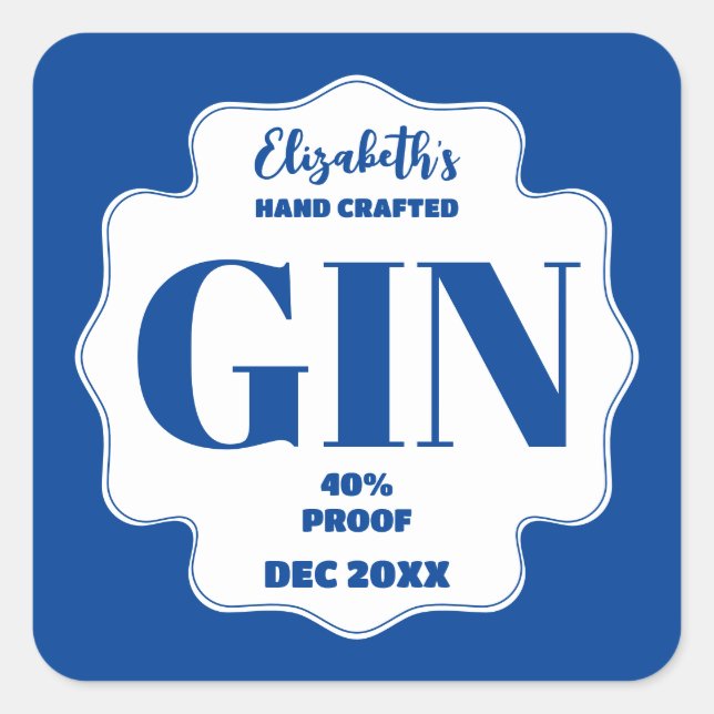 Any Colour Personalised Gin Sticker (Front)