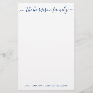 Any Colour Personalised Script Family Stationery