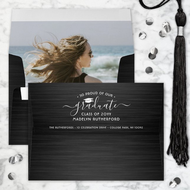 Any Colour • Photo Lined Return Address Graduation Envelope (Creator Uploaded)