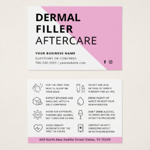 Any Colour Pink Dermal Filler Aftercare Card 