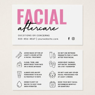 Any Colour Pink Facial Aftercare Instructions Card