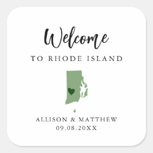 Any Colour Rhode Island Wedding Welcome Bag Square Sticker
