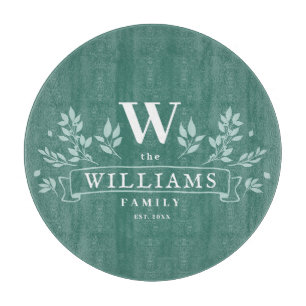 Any Colour   Rustic Family Name Monogram Cutting Board