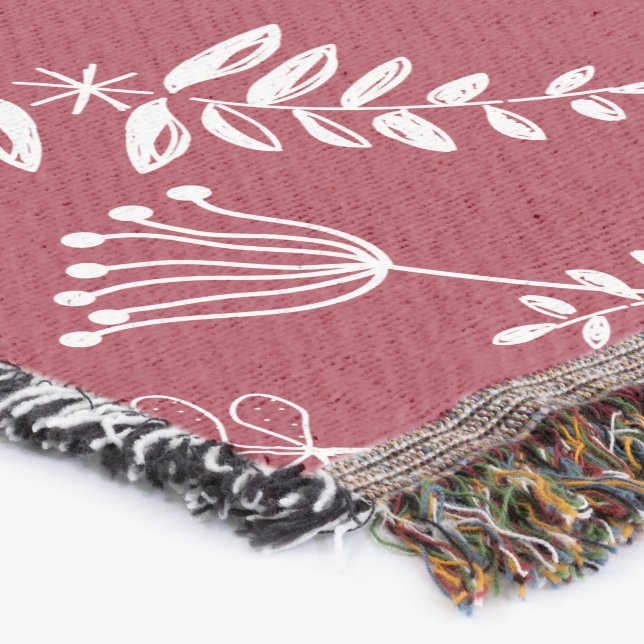 Any Colour Rustic Holiday Folk Art Floral Garland Throw Blanket (Corner)