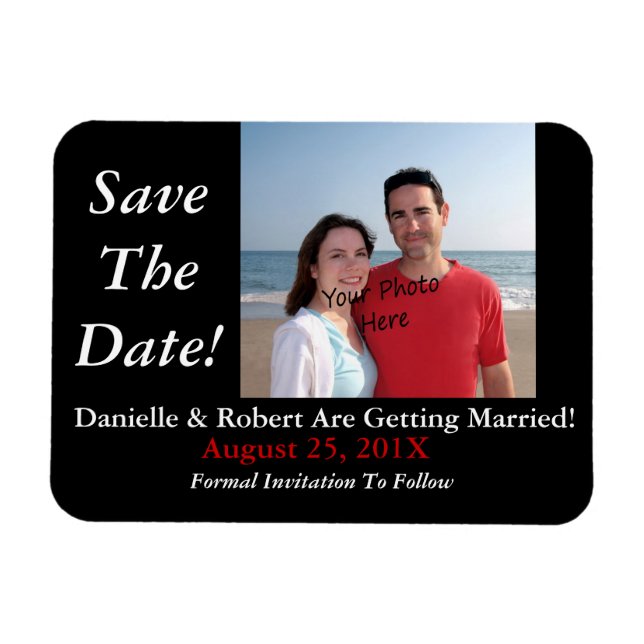 Any Colour Save The Date Photo Flexible Magnets (Horizontal)