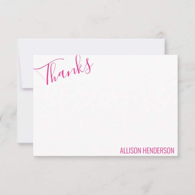 Any Colour - Script & Block Personalised Note Card (Front)