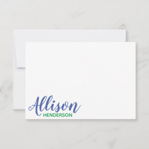 Any Colour - Script & Block Personalised Note Card