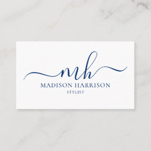 Any Colour Script Initials & Name Business Cards