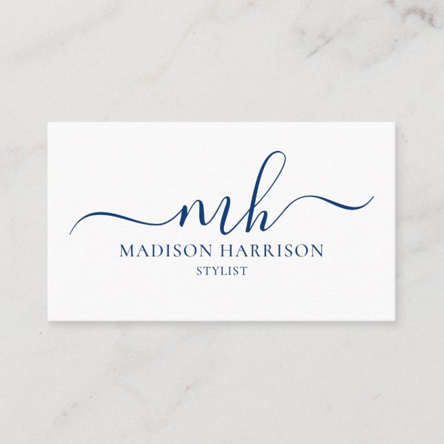 Any Colour Script Initials & Name Business Cards (Front)