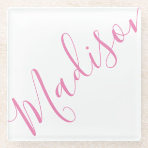 Any Colour - Script Name Glass Coasters