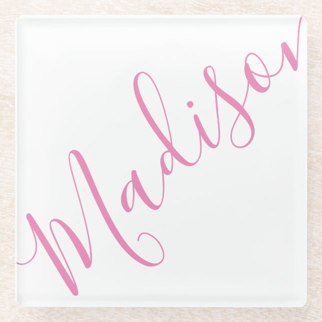 Any Colour - Script Name Glass Coasters (Front)