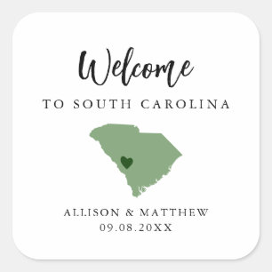 Any Colour South Carolina Wedding Welcome Bag Square Sticker