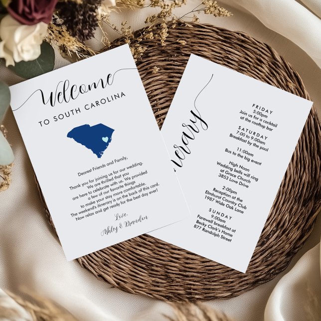 Any Colour South Carolina Wedding Welcome Itinerar (Creator Uploaded)