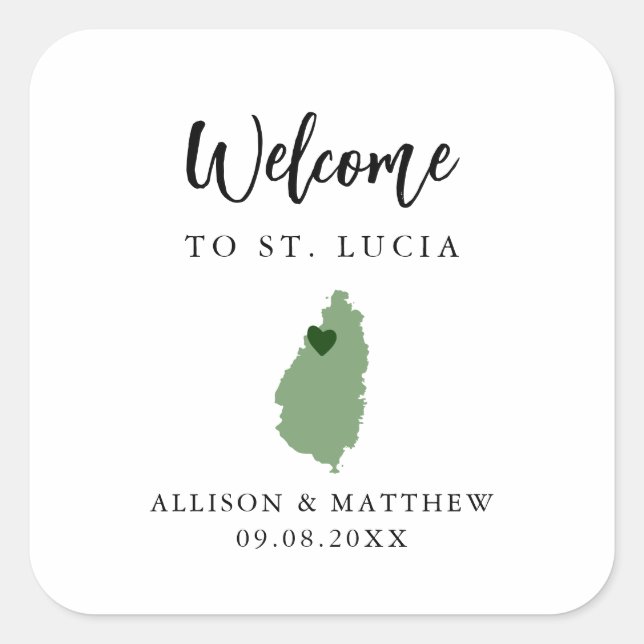 Any Colour St. Lucia Wedding Welcome Bag Square Sticker (Front)