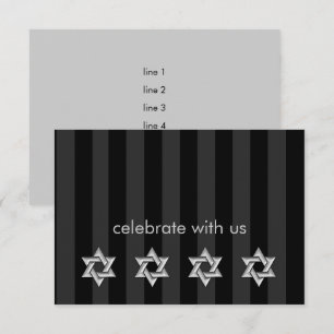 Any Colour Stripe Silver Stars of David Reception Invitation
