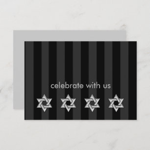 Any Colour Stripe Silver Stars of David Reception Invitation