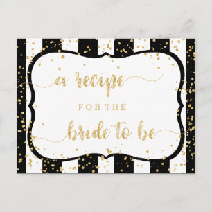 Any Colour Stripes & Gold Bridal Shower Recipe Car Postcard