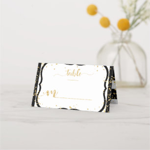 Any Colour Stripes & Gold Confetti Table Number Place Card