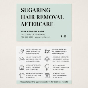 Any Colour Sugaring Hair Removal Aftercare Card 
