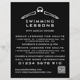 Any Colour Swimmer Icon, Swimming Lesson Advert Flyer
