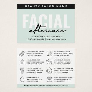 Any Colour Teal Facial Aftercare Instructions Card