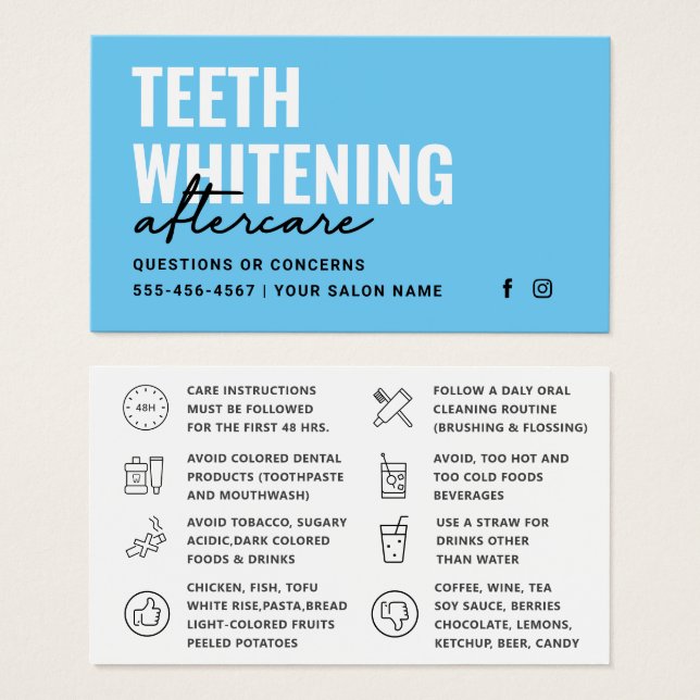 Any Colour Teeth Whitening Aftercare Instructions  (Front & Back)