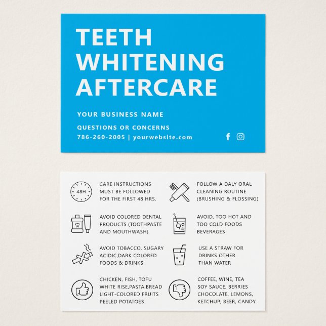 Any Colour Teeth Whitening Aftercare Instructions  (Front & Back)