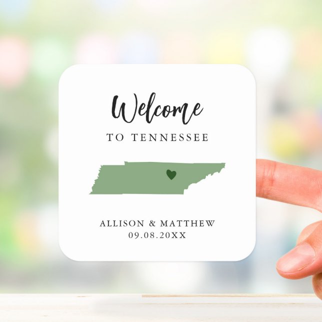Any Colour Tennessee Wedding Welcome Bag Square Sticker (Creator Uploaded)