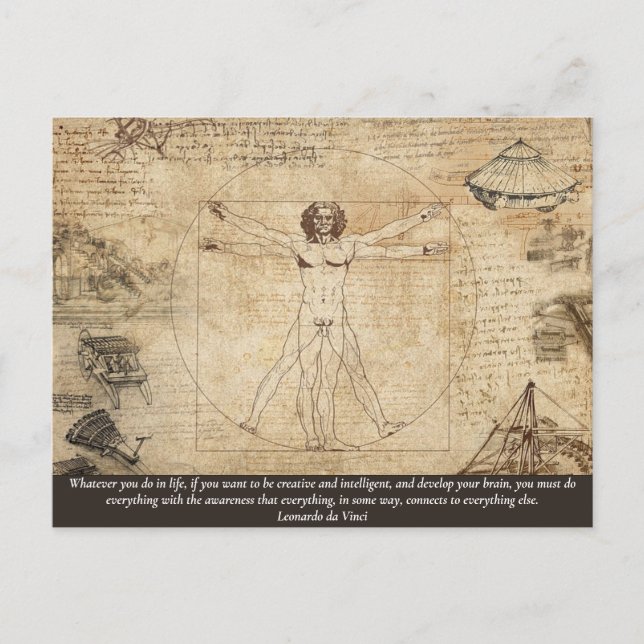 Any Colour/Text Vitruvian Man Leonardo da Vinci Ar Postcard (Front)